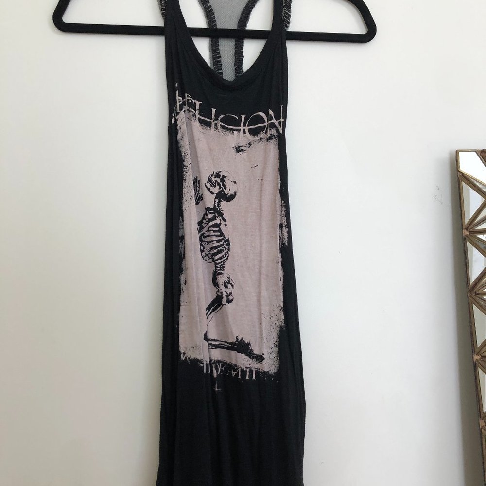 RELIGION SKELETON GRAPHIC HAULTER TOP SIZE M